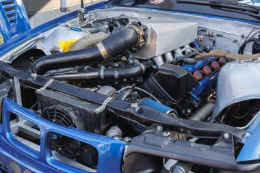 Grand Touring Rekabet Aracı Motorunun yakın çekim görüntüsü.