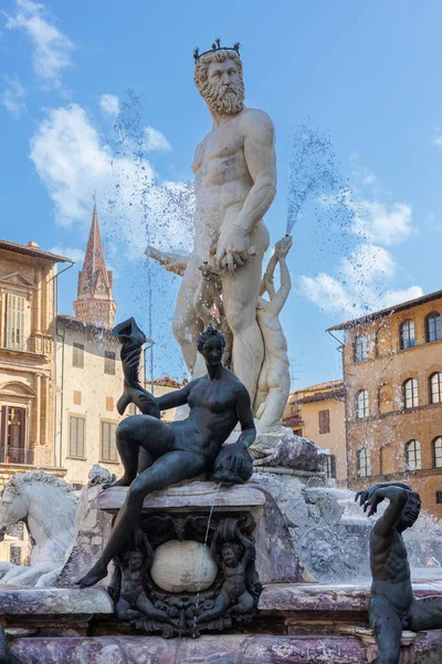 Άγαλμα Του Ποσειδώνα Στην Πλατεία Piazza Della Signoria Της Φλωρεντίας — Φωτογραφία Αρχείου