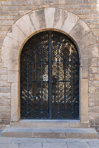 Exterior Detail Door Barcelona Cathedral Gothic Neighborhood Spain — Stock Photo, Image