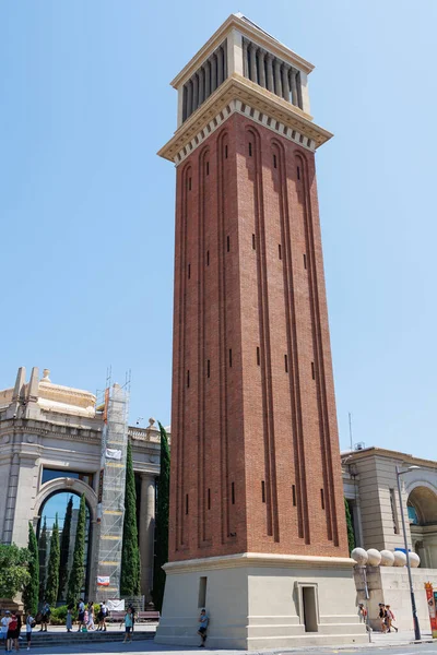 Benátské Věže Dvojice Věží Avinguda Reina Maria Cristina Jeho Křižovatce — Stock fotografie
