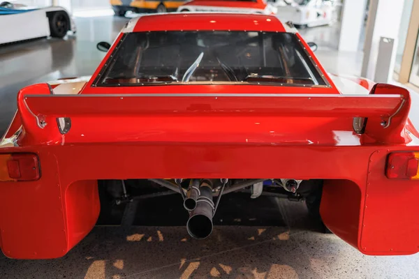 Lancia Beta Montecarlo Silhouette Włoski Czerwony Samochód Lat Widok Tył — Zdjęcie stockowe