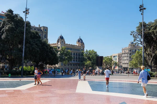 바르셀로나의 플라카 카탈루냐 Placa Catalunya 카탈로니아 스페인 스톡 사진