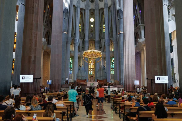 Interiör Katedralen Sagrada Familia Barcelona Spanien Stockfoto