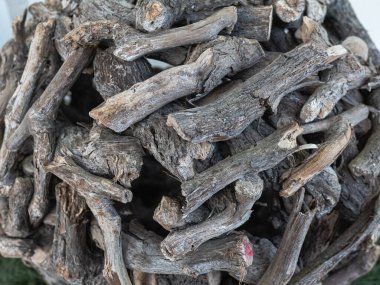 Küçük Ahşap Parçalar Grubu bir küre oluşturmak için birlikte büküldü..