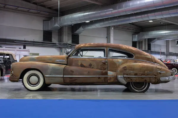 stock image Rusty Buick Fastback Coupe Roadmaster Sedanette Produced in 1946.