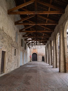 Rocca di Vignola 'nın detayları, Modena, İtalya yakınlarındaki Antik Ortaçağ Şatosu.
