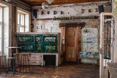 Ruins Bars in Budapest, creativity and art with Discarded Objects - Hungary. clipart