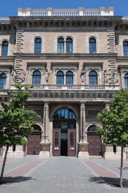 Neoclassical Facade of the Corvinus University of Budapest - Hungary. clipart