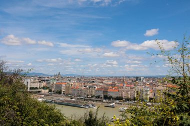 Budapeşte silüetinin üstten görünümü, Macaristan.
