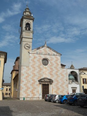 Santa Maria Kilisesi Cephesi Ducale Meydanı, Sabbioneta, Mantova, İtalya.