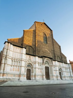 Majestic Basilica San Petronio Tuğla Mimari - Bolonya, İtalya.