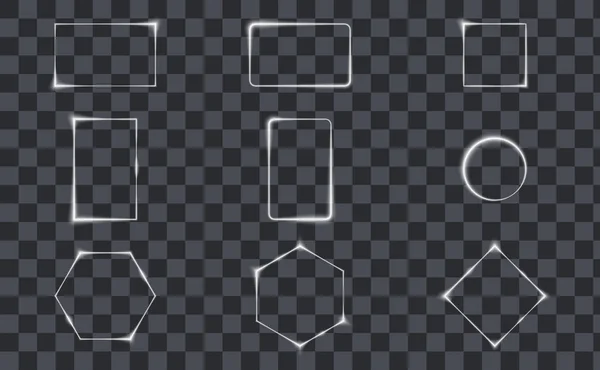 未来的なフッドライトホワイトフレームの幾何学コレクション 長方形 正方形 六角形 肖像画の長方形の背景 — ストックベクタ