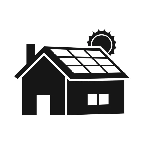 Home Telhado Painel Solar Ícone Energia Renovável —  Vetores de Stock