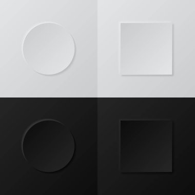 Soyut 3d daire ve kare çerçeve kenarı. Kozmetik ürünlerinin siyah beyaz sunum kümesi.