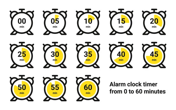 闹钟定时器0至60分钟 — 图库矢量图片