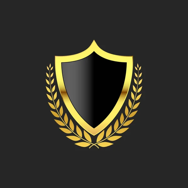 Escudo Dorado Escudo Lujo Escudo Escudo Cresta Fondo — Vector de stock