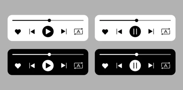 Müzik çalar, ileri geri kullanıcı arayüzü (ui) tasarım arkaplanını duraklat. Açık ve koyu renk teması