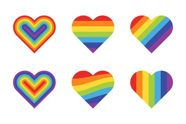 Regenbogenfarben Oder Farben Herzform Sechs Verschiedenen Stilen lizenzfreie Stockillustrationen