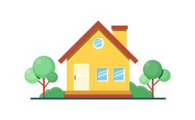 Ev ya da ev dış kapı pencere ağacı düz stil tasarımı