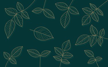 Arkaplan desenini lüks tropikal altın çizgiler soyut bırakır