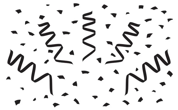 Ruban Fête Streamer Confettis Surprise Célébration Silhouette Arrière Plan — Image vectorielle