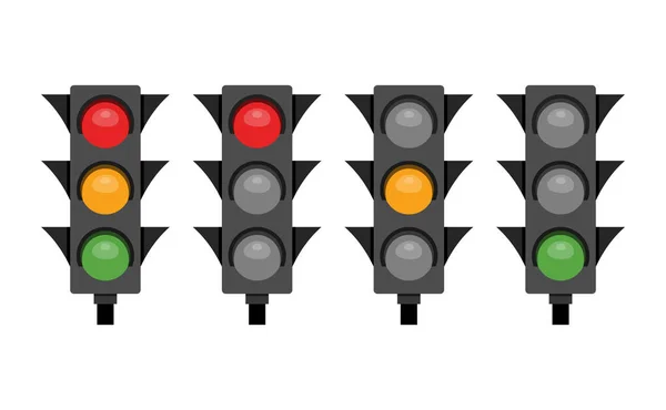 stock vector Traffic light signal red yellow and green