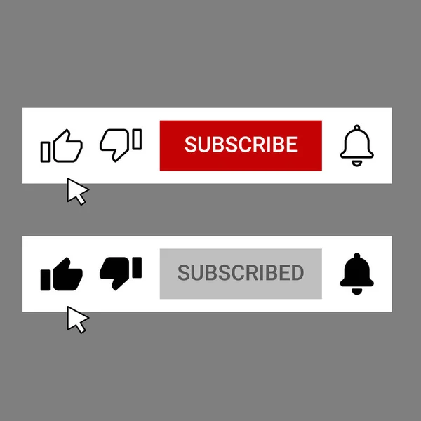 Кнопка Підписки Youtube Подобається Піктограми Сповіщень Дзвінків Рядку Заповнений Стиль — стоковий вектор