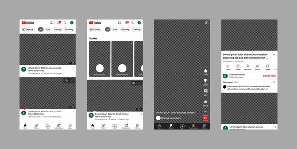 stock vector Youtube videos, stories and shorts empty screen ui