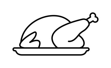 Tabak çizgisi simgesinde kızartılmış tavuk ızgarası