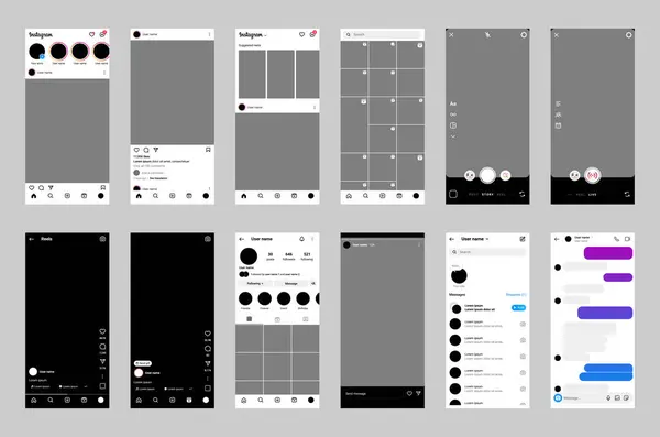 Instagram maketi boş. Sosyal medya makaraları, hikayeler, profil resmi, mesaj ve sohbet