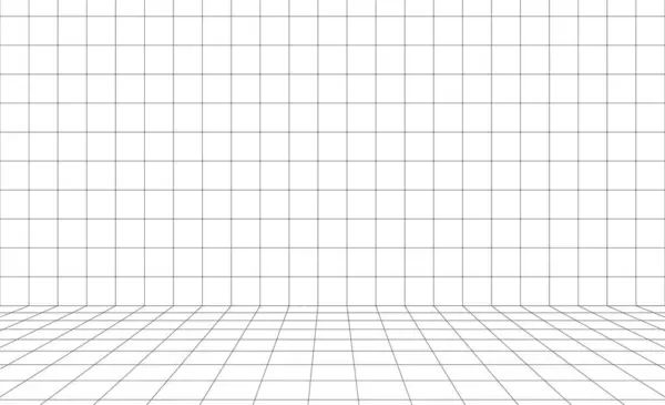 Izgara çizgileri üç boyutlu oda perspektifi vektör arkaplanı