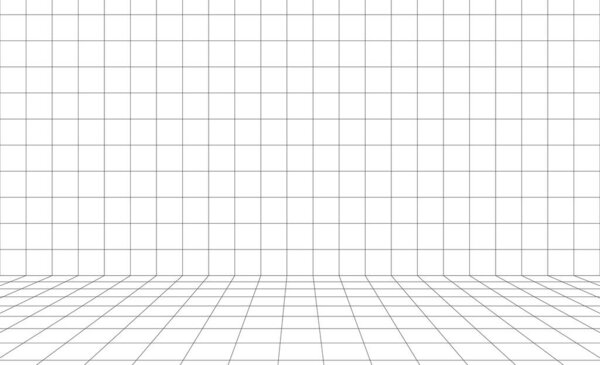 Grid lines wireframe 3d room perspective vector background