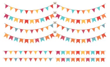 Parti flamalı bayrak festivali ya da doğum günü kutlaması süslemeleri