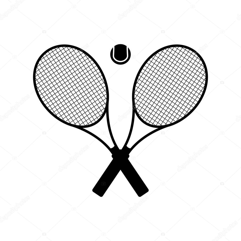 Tennis racket and ball icon. Outdoor sports game