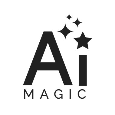 Ai sihirli jeneratör çubuğu yıldız logo ikon vektör şablonu ile yapışır