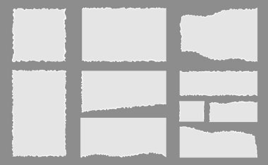 Kağıt kesiği Gri arkaplanda yırtık parçalar