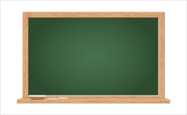 Toz bezi ve tebeşirli okul tahtası, üniversite sınıf arkadaşı eğitim odası.