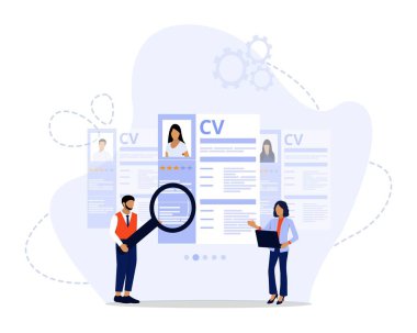 İş Bulma Konsepti, gelecekteki potansiyel personeli seçen insan kaynaklarının gösterilmesi, iniş sayfası, UI, web, Uygulama giriş kartı, editör, el ilanı ve afiş