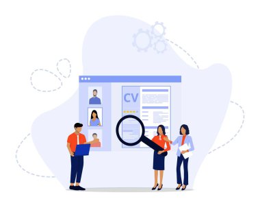 İş Bulma Konsepti, gelecekteki potansiyel personeli seçen insan kaynaklarının gösterilmesi, iniş sayfası, UI, web, Uygulama giriş kartı, editör, el ilanı ve afiş