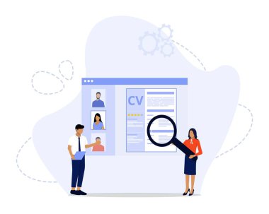 İş Bulma Konsepti, gelecekteki potansiyel personeli seçen insan kaynaklarının gösterilmesi, iniş sayfası, UI, web, Uygulama giriş kartı, editör, el ilanı ve afiş