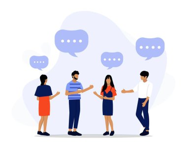 Sohbet Konsepti, Kadın ve Erkek iletişimini Gösterme, İkili konuşma, İniş sayfası, UI, Web, Uygulama giriş kartı, başyazı, el ilanı ve afiş için uygun