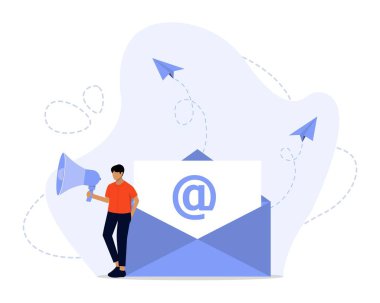 E- posta Pazarlama Konsepti, İniş sayfası için elverişli, UI, web, Uygulama giriş kartı, editör, broşür ve afiş