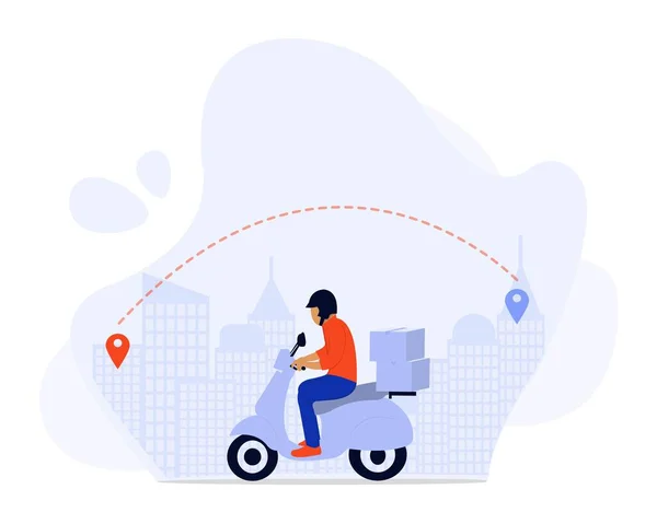 Online Delivery Service Concept Visar Leverans Man Skicka Paket Till — Stock vektor