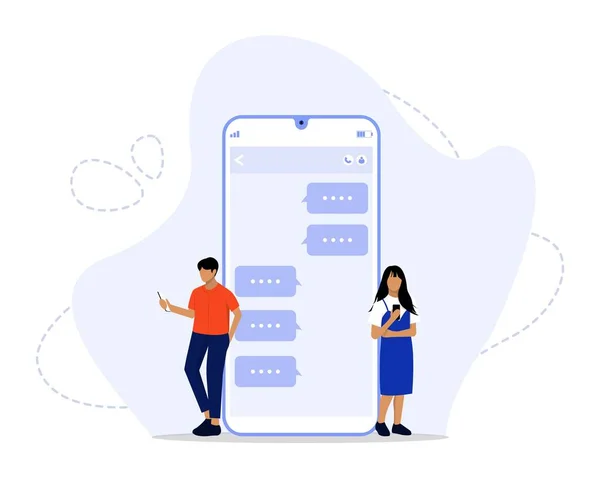 Chatting Concept Showing Dating App Virtual Relationship Chatovací Bublina Chatování — Stockový vektor