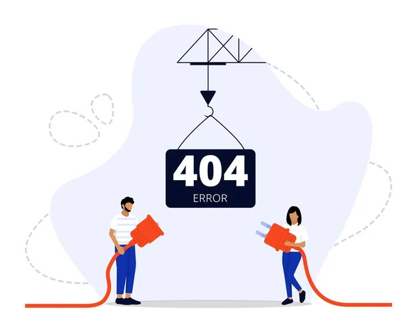 Website Aanbouw Concept Toont 404 Internet Verbinding Probleembericht Geschikt Voor — Stockvector
