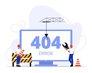 İnşaat Altında Web Sitesi Konsepti, 404 İnternet bağlantısı sorunu mesajı gösteriliyor, İniş sayfası, UI, Web, Uygulama giriş kartı, başyazı, el ilanı ve afiş için uygun
