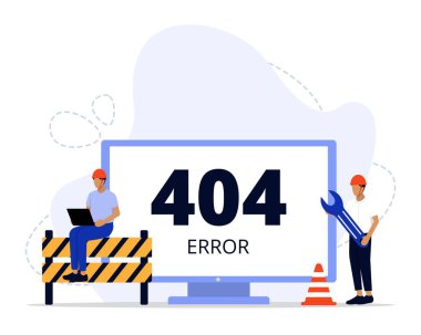 İnşaat Altında Web Sitesi Konsepti, 404 İnternet bağlantısı sorunu mesajı gösteriliyor, İniş sayfası, UI, Web, Uygulama giriş kartı, başyazı, el ilanı ve afiş için uygun