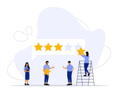 Müşteri Geribildirim Vektörü İllüstrasyon Konsepti, web iniş sayfası için elverişli, ui, mobil uygulama, editör tasarımı, broşür, afiş ve diğer ilgili durumlar için uygun