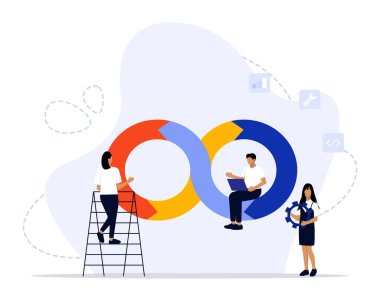 DevOps Programmer Concept, Showing a group of programmer using devOps method, Suitable for landing page, ui, web, App intro card, editorial, flyer, and banner clipart svg vector 