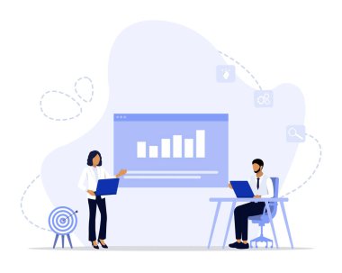 Business Strategy Vector Illustration Concept, web iniş sayfası için elverişli, ui, mobil uygulama, editoryal tasarım, broşür, afiş ve diğer ilgili durumlar için